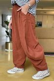Made in Italy Cooper Needlecord Classic Barrel Leg Pant Auburn